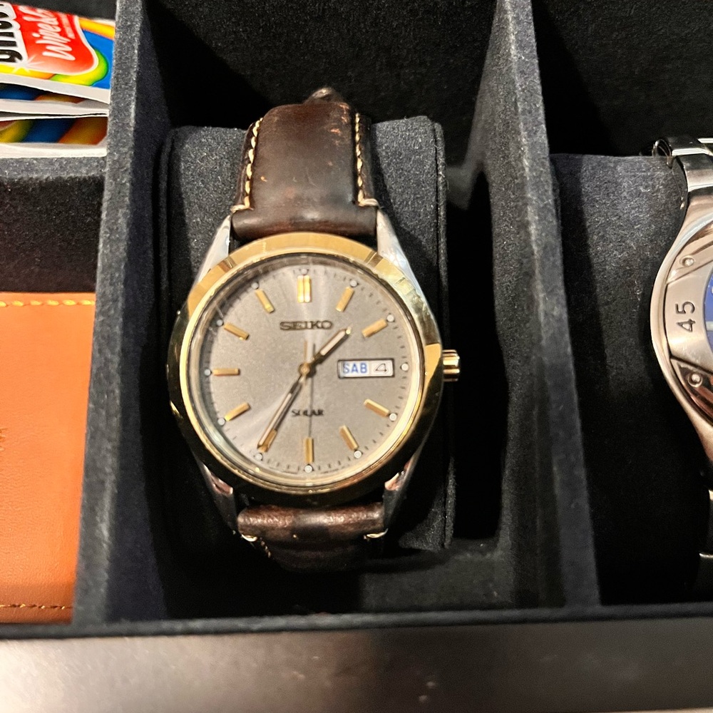 Seiko Men's Gold and Brown Watch